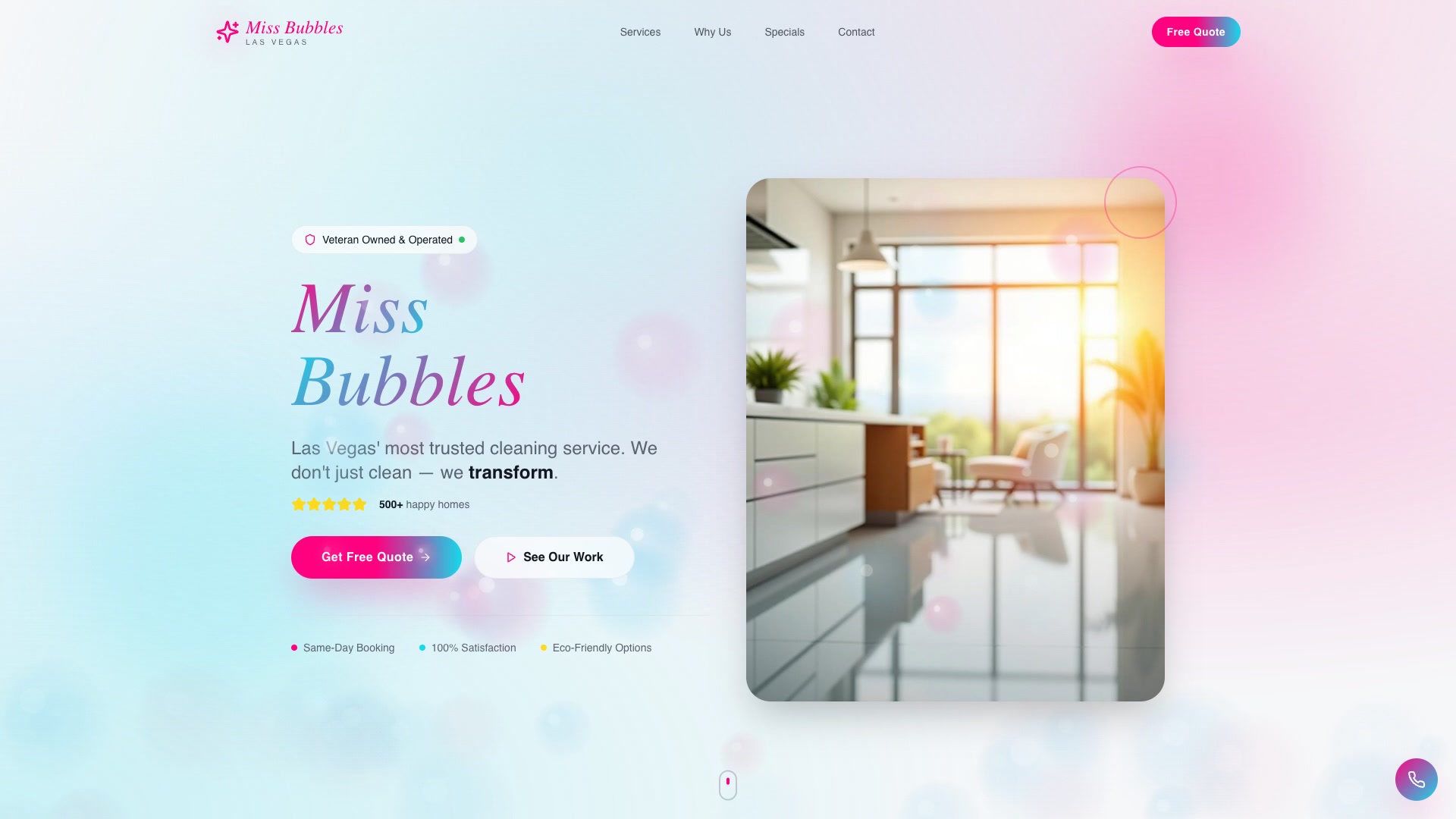 Miss Bubbles Cleaning website
